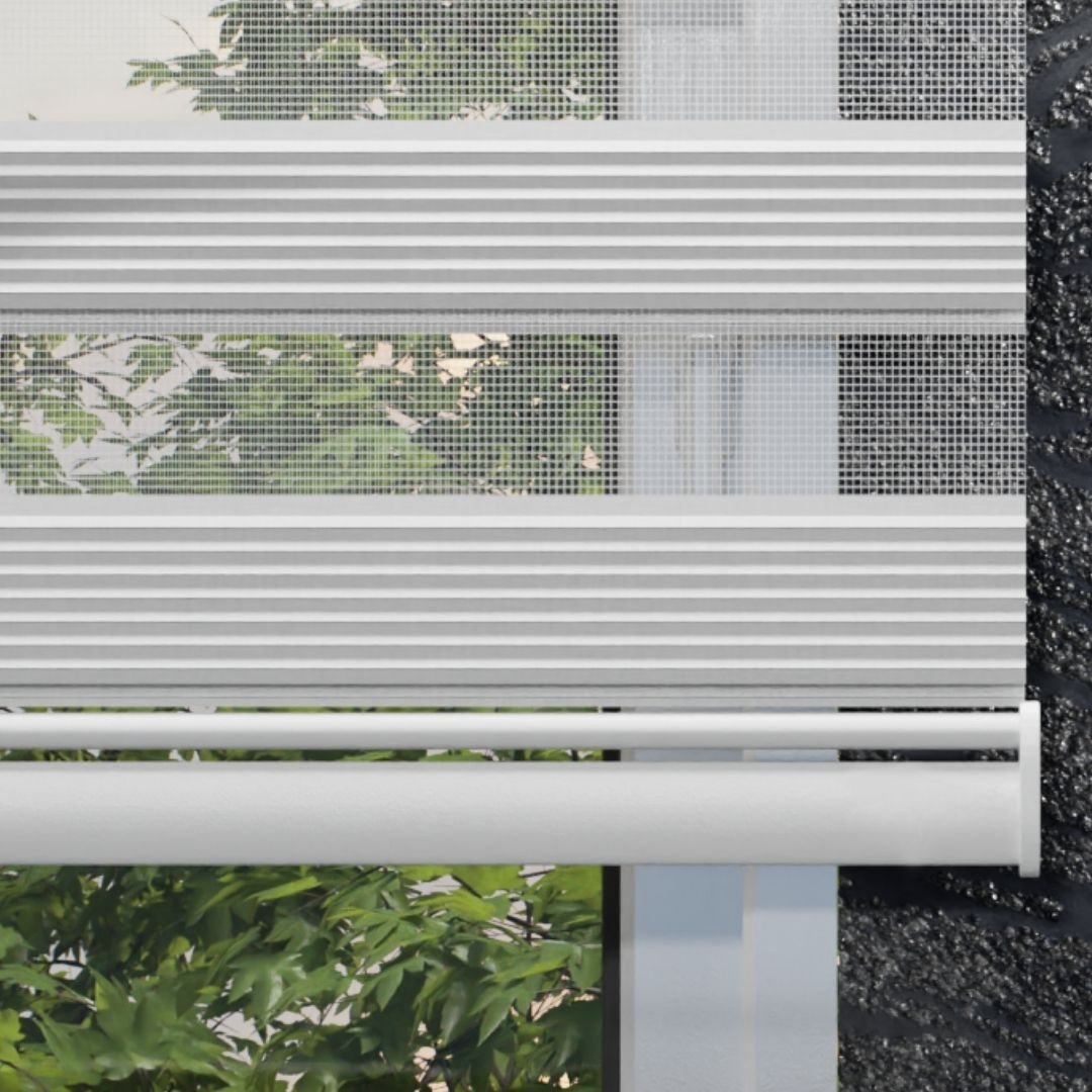 23001-1.jpg Geniş Plise Zebra Perde - Beyaz - Görsel 1