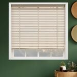 50mm Kurdelalı Ahşap Jaluzi Perde - Krem