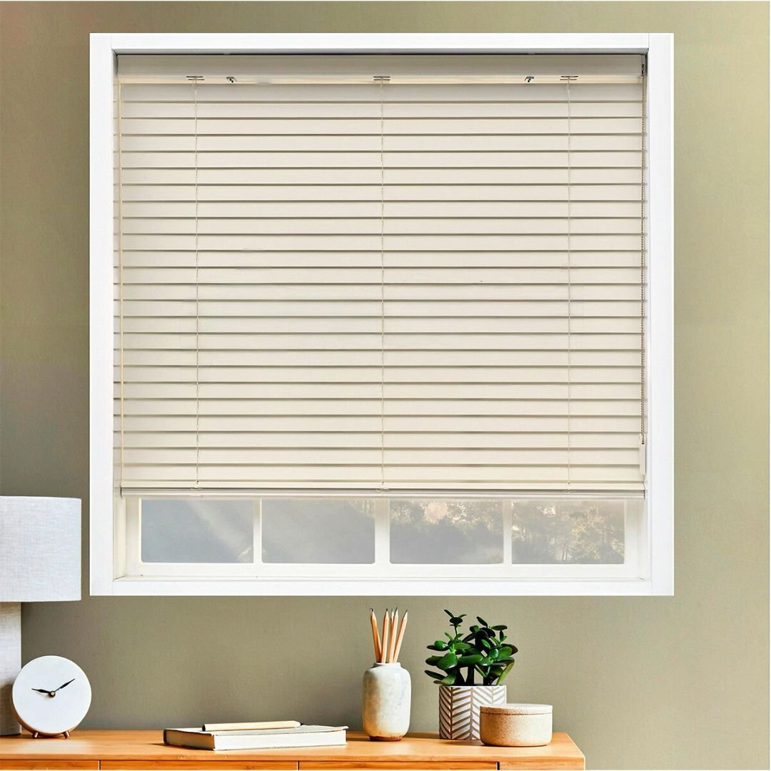 ALYA-109.jpg 50mm Merdiven İpli Ahşap Jaluzi Perde - Krem - Görsel 1